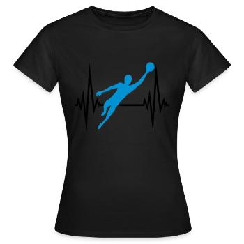 frequenz puls herzschlag torwart torhueter halten - Frauen T-Shirt - Schwarz - Vorne - AI Model Female 172 dark (172cm)
