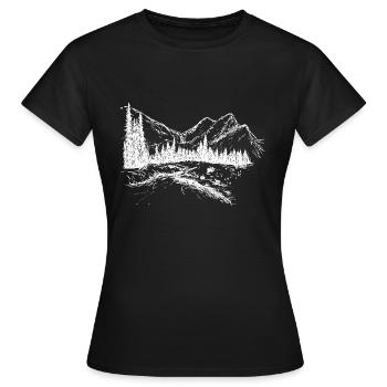 Berglandschaft Illustration - Frauen T-Shirt - Schwarz - Vorne - AI Model Female 172 dark (172cm)