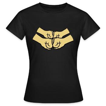4 Haende Crew - Frauen T-Shirt - Schwarz - Vorne - AI Model Female 172 dark (172cm)