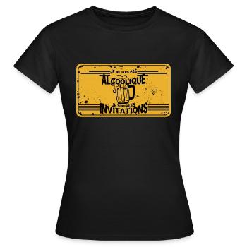 pas alcoolique subis invitation humour alcool - T-shirt Femme - noir - Devant - AI Model Female 172 dark (172cm)