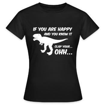 Quand tu seras heureux et que tu le sais, les ragots - T-shirt Femme - noir - Devant - AI Model Female 172 dark (172cm)