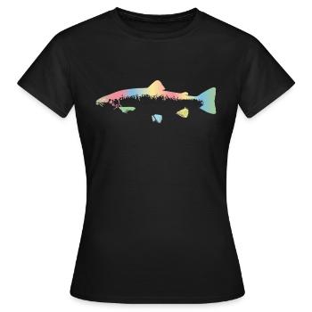 Regenbogenforelle - Frauen T-Shirt - Schwarz - Vorne - AI Model Female 172 dark (172cm)