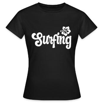 Surfing Surfergirl Surfen Wellenreiten Geschenk - Frauen T-Shirt - Schwarz - Vorne - AI Model Female 172 dark (172cm)