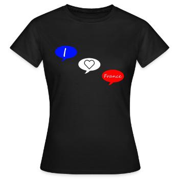 Ich liebe Frankreich blau weiß rot - Frauen T-Shirt - Schwarz - Vorne - AI Model Female 172 dark (172cm)