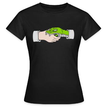 Salutation Poignée de main Morsures de serpent - T-shirt Femme - noir - Devant - AI Model Female 172 dark (172cm)