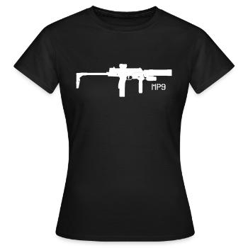 MP9 Maschinenpistole "3" - Waffen und Munition - Frauen T-Shirt - Schwarz - Vorne - AI Model Female 172 dark (172cm)