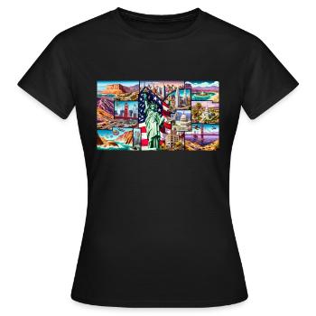 United States - Frauen T-Shirt - Schwarz - Vorne - AI Model Female 172 dark (172cm)