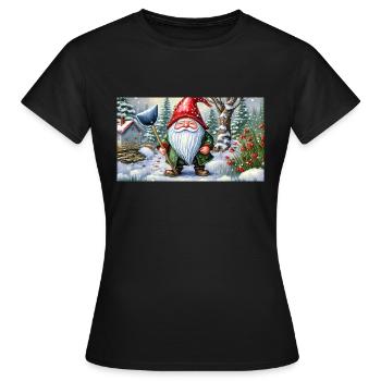 Mignons petits gnomes de la vie quotidienne – pelleter de la neige - T-shirt Femme - noir - Devant - AI Model Female 172 dark (172cm)