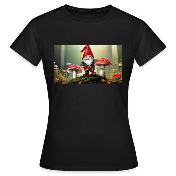 Mignons petits gnomes Vie quotidienne – Amanite tue-mouches - T-shirt Femme - noir - Devant - AI Model Female 172 dark (172cm)