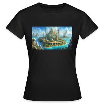 wunderschöne mythische Orte – Atlantis vor dem Untergang - Frauen T-Shirt - Schwarz - Vorne - AI Model Female 172 dark (172cm)