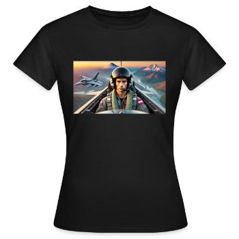 F16 de l’armée de l’air autrichienne - T-shirt Femme - noir - Devant - AI Model Female 172 dark (172cm)