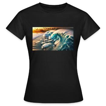 Surfeurs de pipelining - T-shirt Femme - noir - Devant - AI Model Female 172 dark (172cm)