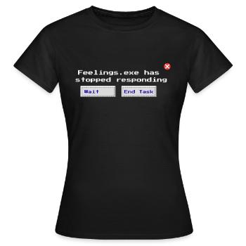 Feelings.exe reagiert nicht mehr – Glitched Sad - Frauen T-Shirt - Schwarz - Vorne - AI Model Female 172 dark (172cm)