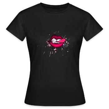 lippen - Frauen T-Shirt - Schwarz - Vorne - AI Model Female 172 dark (172cm)