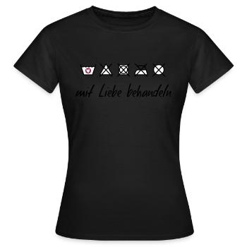 Mit Liebe behandeln - Frauen T-Shirt - Schwarz - Vorne - AI Model Female 172 dark (172cm)