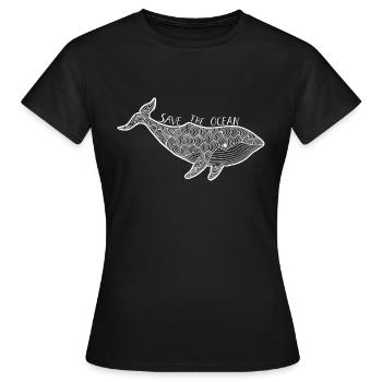 Baleine - sauver l'océan - T-shirt Femme - noir - Devant - AI Model Female 172 dark (172cm)