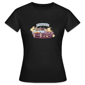 Vintage Car Auto Autoliebhaber Oldtimer Fanatiker - Frauen T-Shirt - Schwarz - Vorne - AI Model Female 172 dark (172cm)