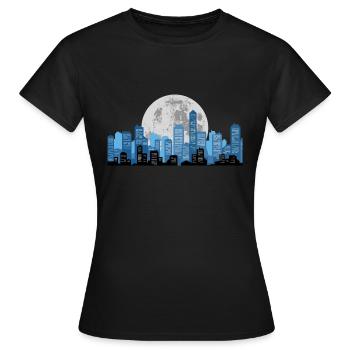 Paysage urbain clair de lune - T-shirt Femme - noir - Devant - AI Model Female 172 dark (172cm)