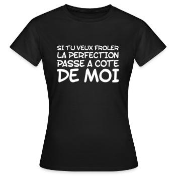 Perfection humour - T-shirt Femme - noir - Devant - AI Model Female 172 dark (172cm)
