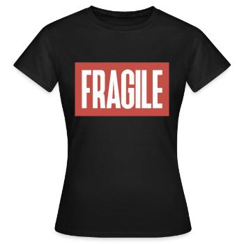 Typo Fragile - funnyowl - Frauen T-Shirt - Schwarz - Vorne - AI Model Female 172 dark (172cm)