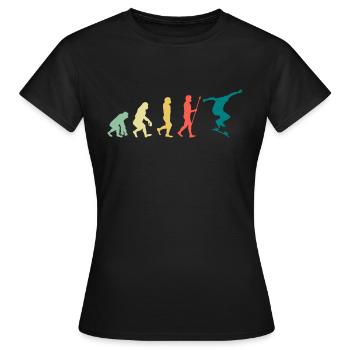 Skater Evolution Skateboard Skateboarding - Frauen T-Shirt - Schwarz - Vorne - AI Model Female 172 dark (172cm)