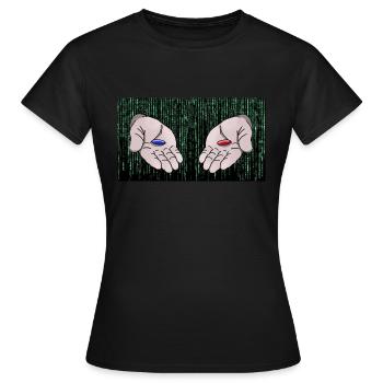Tu veux la pilule rouge ou la pilule bleue ? - T-shirt Femme - noir - Devant - AI Model Female 172 dark (172cm)