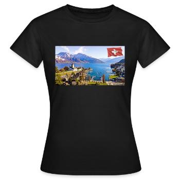 Spiez, Schweiz. - Frauen T-Shirt - Schwarz - Vorne - AI Model Female 172 dark (172cm)