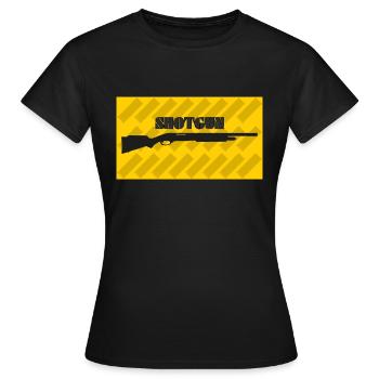 Shotgun yellow with cartridges - Women's T-Shirt - black - Front - AI Model Female 172 dark (172cm)
