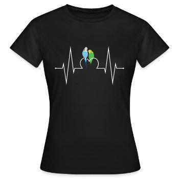 Wellensittiche Herzschlag - Frauen T-Shirt - Schwarz - Vorne - AI Model Female 172 dark (172cm)