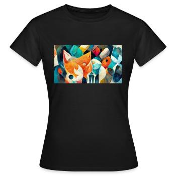 Visages de renard - Espèces animales abstraites - T-shirt Femme - noir - Devant - AI Model Female 172 dark (172cm)