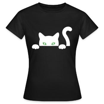 T-shirt Chat in pocket - Chat in pocket - Women's T-Shirt - black - Front - AI Model Female 172 dark (172cm)