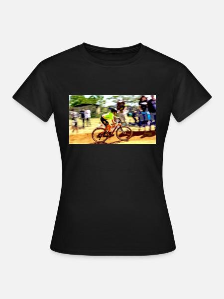 Mountainbiken bergab - Frauen T-Shirt - Schwarz