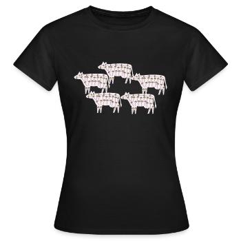 Vaches pleines de champignons - T-shirt Femme - noir - Devant - AI Model Female 172 dark (172cm)