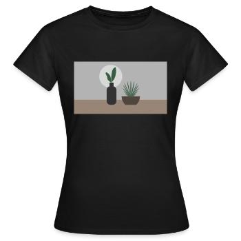 Potted Plants in neutralen Tönen - Frauen T-Shirt - Schwarz - Vorne - AI Model Female 172 dark (172cm)