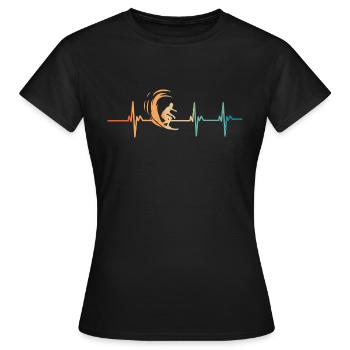 Herzschlag beim Surfen - Frauen T-Shirt - Schwarz - Vorne - AI Model Female 172 dark (172cm)