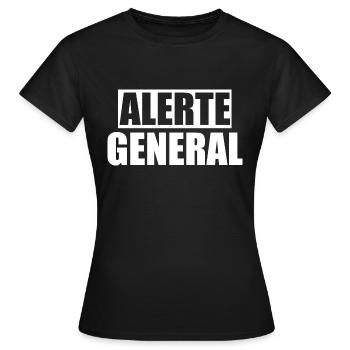 Alerte général - T-shirt Femme - noir - Devant - AI Model Female 172 dark (172cm)