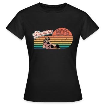 Amerika in den 80er Jahren - Frauen T-Shirt - Schwarz - Vorne - AI Model Female 172 dark (172cm)