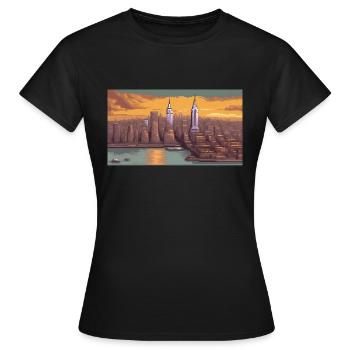 New York City - Pixel Art - T-shirt Femme - noir - Devant - AI Model Female 172 dark (172cm)
