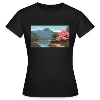 Miho No, Matsubara, Japan - Pixel Art - Frauen T-Shirt - Schwarz - Vorne - AI Model Female 172 dark (172cm)
