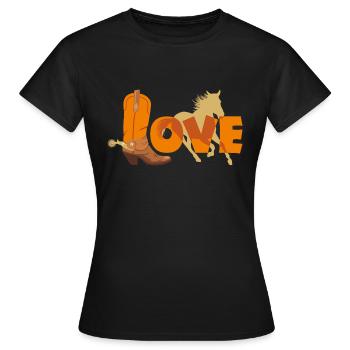 Cowboystiefel und Pferdesilhouette - Frauen T-Shirt - Schwarz - Vorne - AI Model Female 172 dark (172cm)