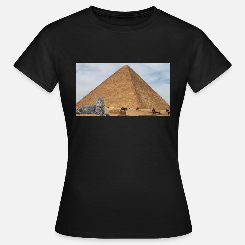 Cat and Pyramid - Women's T-Shirt - black