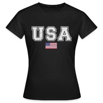 TEAM USA amerikanische Flagge Fahne unter Schrift - Frauen T-Shirt - Schwarz - Vorne - AI Model Female 172 dark (172cm)