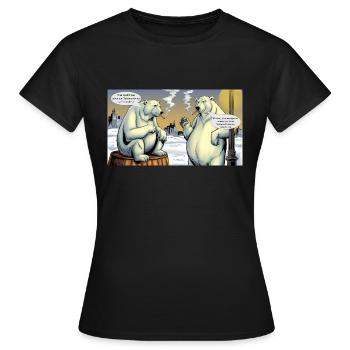 Christmas Polar Bears North Pole Smoking Cigarette - Women's T-Shirt - black - Front - AI Model Female 172 dark (172cm)