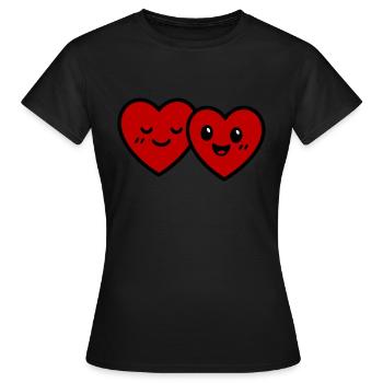 Herzen Paar Liebe - Frauen T-Shirt - Schwarz - Vorne - AI Model Female 172 dark (172cm)