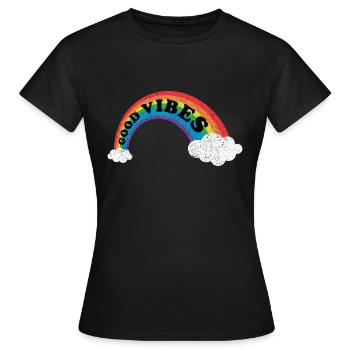 VINTAGE GOOD VIBES RAINBOW - T-shirt Femme - noir - Devant - AI Model Female 172 dark (172cm)