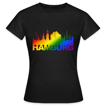 Hamburg Pride Skyline - Frauen T-Shirt - Schwarz - Vorne - AI Model Female 172 dark (172cm)