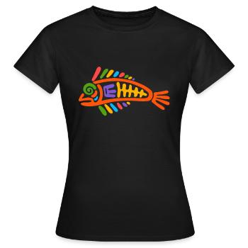 Culture des Incas, poissons - T-shirt Femme - noir - Devant - AI Model Female 172 dark (172cm)