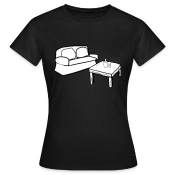 Wohnen Symbol Tisch Sofa Wohnzimmer - Frauen T-Shirt - Schwarz - Vorne - AI Model Female 172 dark (172cm)