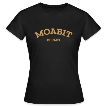 Berlin - Moabit - Berliner - Kiez - Berlinerin - Frauen T-Shirt - Schwarz - Vorne - AI Model Female 172 dark (172cm)