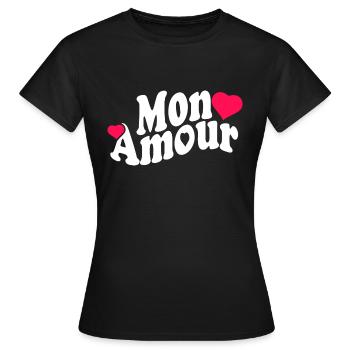 Mon amour, saint valentin, - T-shirt Femme - noir - Devant - AI Model Female 172 dark (172cm)